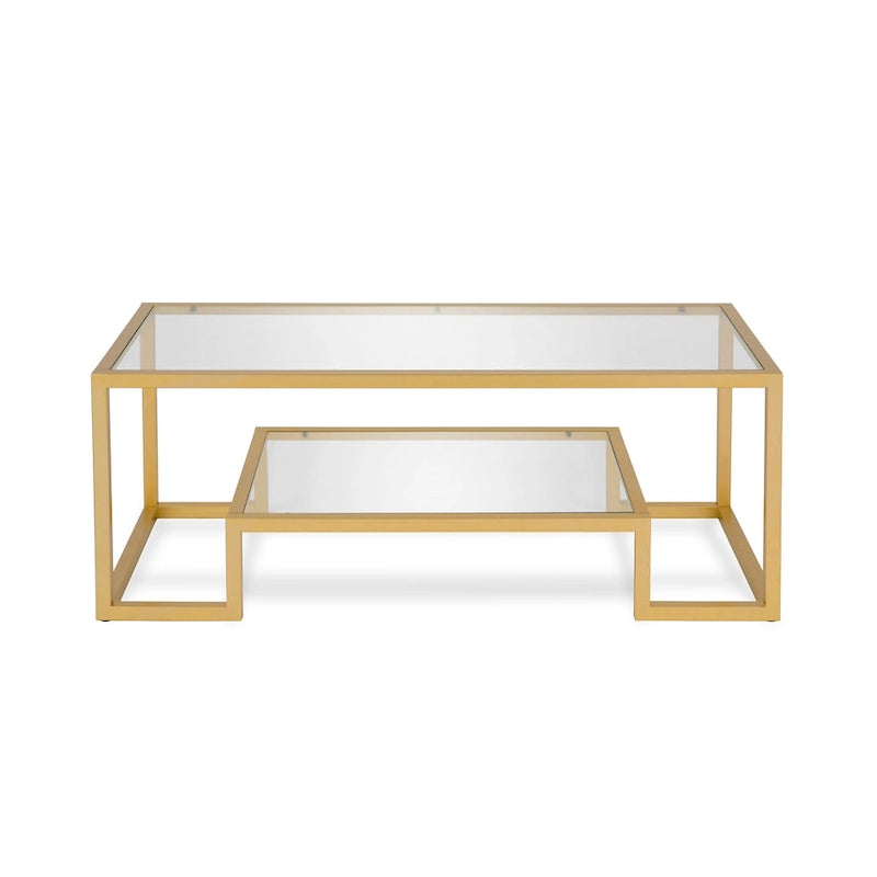 Mesa de centro contemporánea de metal y vidrio