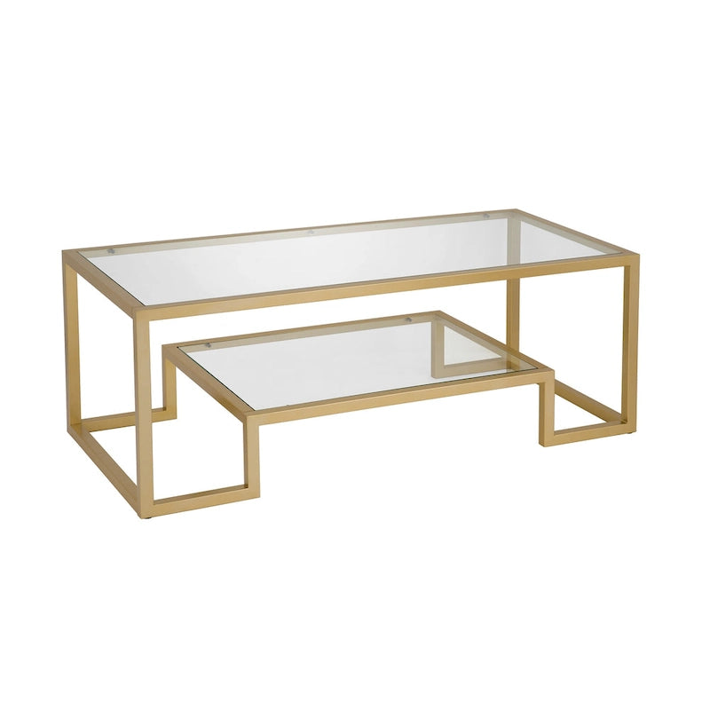 Mesa de centro contemporánea de metal y vidrio