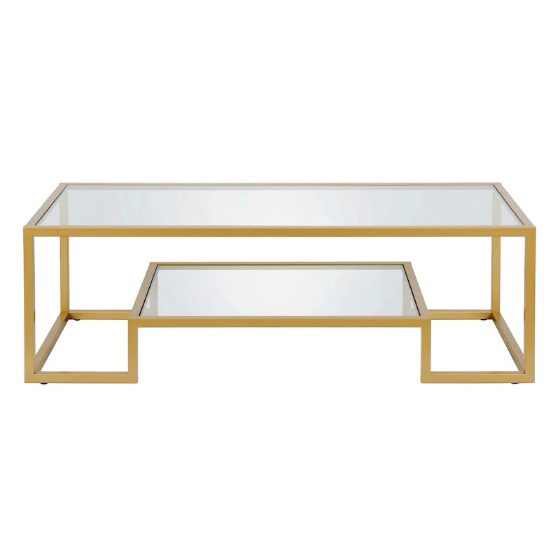 Mesa de centro contemporánea de metal y vidrio