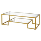 Mesa de centro contemporánea de metal y vidrio
