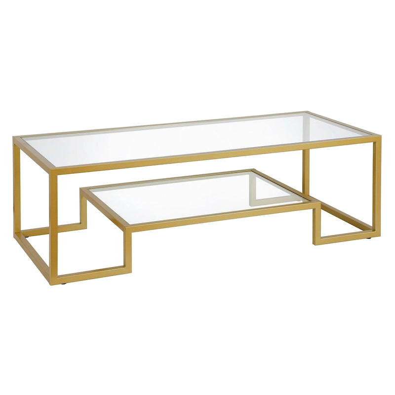 Mesa de centro contemporánea de metal y vidrio