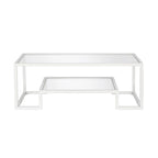 Mesa de centro contemporánea de metal y vidrio