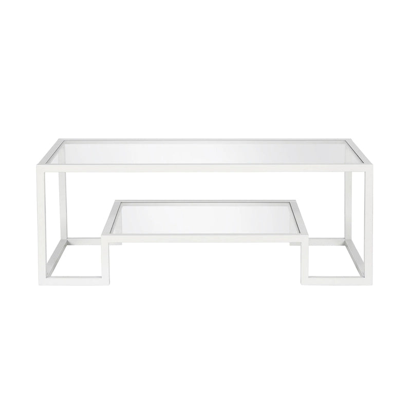 Mesa de centro contemporánea de metal y vidrio