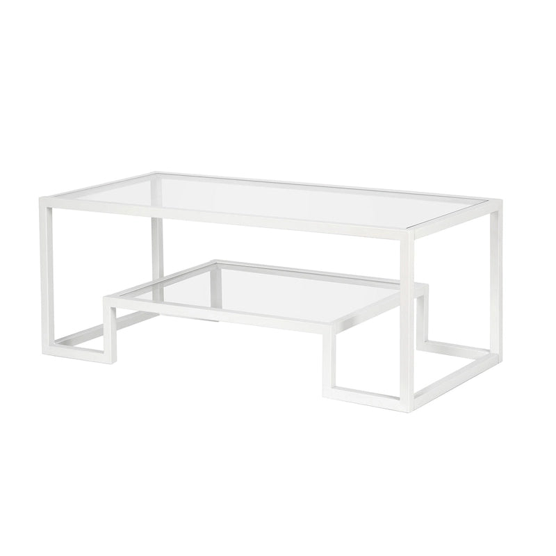 Mesa de centro contemporánea de metal y vidrio