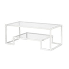Mesa de centro contemporánea de metal y vidrio