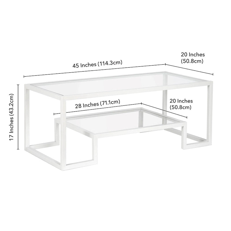 Mesa de centro contemporánea de metal y vidrio