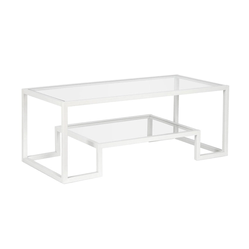Mesa de centro contemporánea de metal y vidrio