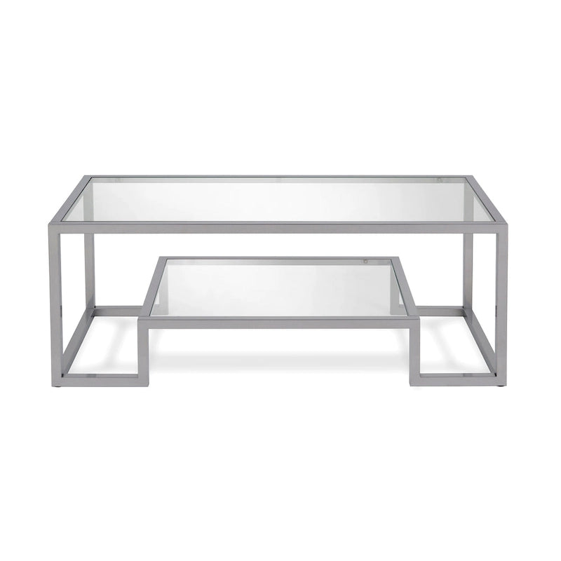 Mesa de centro contemporánea de metal y vidrio