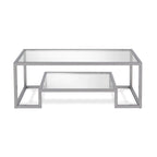 Mesa de centro contemporánea de metal y vidrio