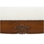 Banco de tela con reposabrazos y patas de madera torneada tradicional en marrón - Crema - 16 An. x 55 L x 27 Al.