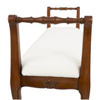 Banco de tela con reposabrazos y patas de madera torneada tradicional en marrón - Crema - 16 An. x 55 L x 27 Al.