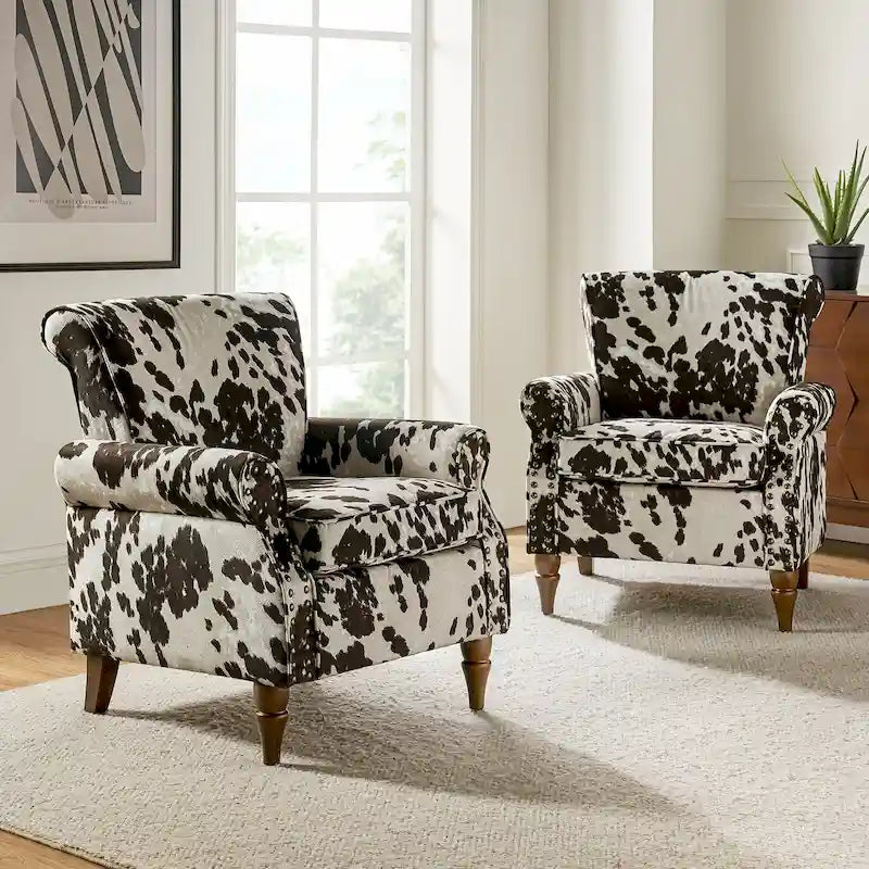 Sillón tradicional de poliéster con patrón y tachuelas
