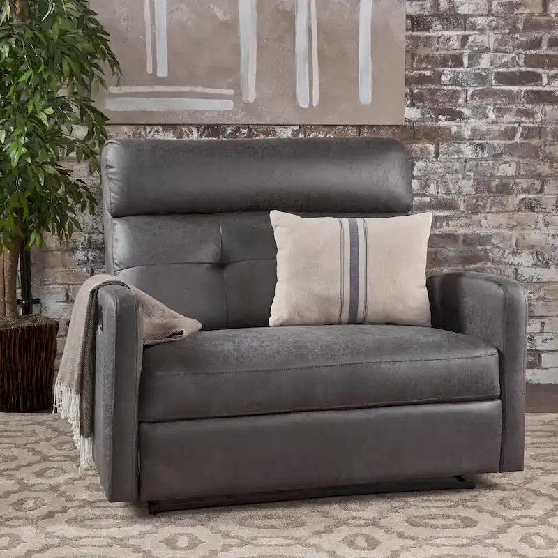 Sillón reclinable de microfibra de 2 plazas Halima