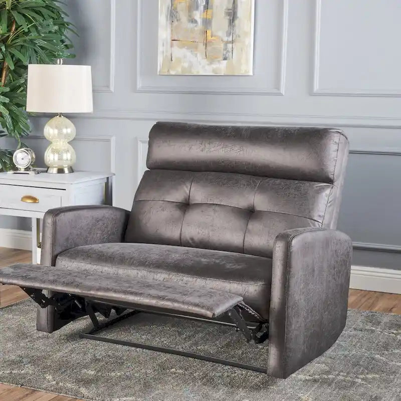 Sillón reclinable de microfibra de 2 plazas Halima