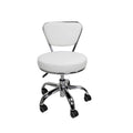 Taburete Bajo Ajustable de 13 a 15 con Respaldo y Ruedas, Blanco - N/A