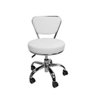 Taburete Bajo Ajustable de 13 a 15 con Respaldo y Ruedas, Blanco - N/A