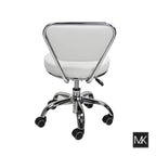 Taburete Bajo Ajustable de 13 a 15 con Respaldo y Ruedas, Blanco - N/A
