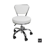 Taburete Bajo Ajustable de 13 a 15 con Respaldo y Ruedas, Blanco - N/A