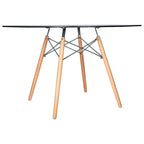 Mesa de comedor redonda moderna Dover 47 para 4 personas - Mesa clásica de mediados de siglo con superficie de vidrio/madera para sala de estar y cocina