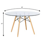 Mesa de comedor redonda moderna Dover 47 para 4 personas - Mesa clásica de mediados de siglo con superficie de vidrio/madera para sala de estar y cocina