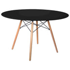 Mesa de comedor redonda moderna Dover 47 para 4 personas - Mesa clásica de mediados de siglo con superficie de vidrio/madera para sala de estar y cocina