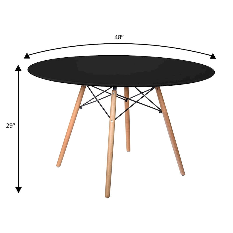 Mesa de comedor redonda moderna Dover 47 para 4 personas - Mesa clásica de mediados de siglo con superficie de vidrio/madera para sala de estar y cocina
