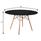Mesa de comedor redonda moderna Dover 47 para 4 personas - Mesa clásica de mediados de siglo con superficie de vidrio/madera para sala de estar y cocina