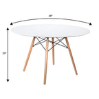 Mesa de comedor redonda moderna Dover 47 para 4 personas - Mesa clásica de mediados de siglo con superficie de vidrio/madera para sala de estar y cocina