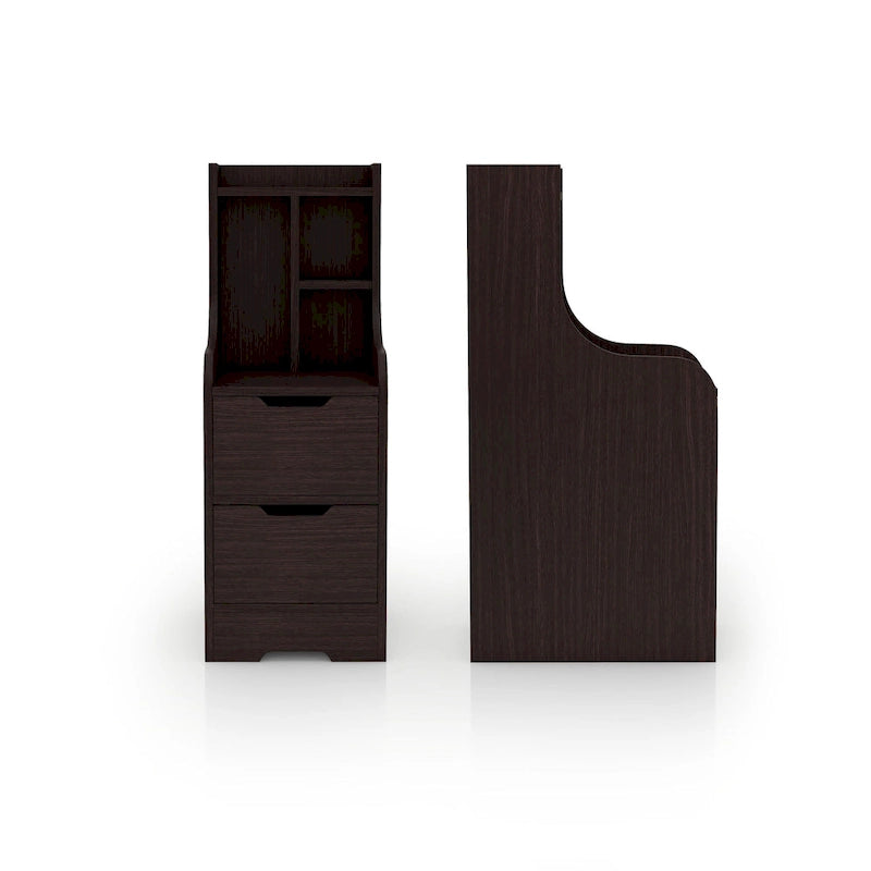 Mesa de noche contemporánea con 2 cajones y estante