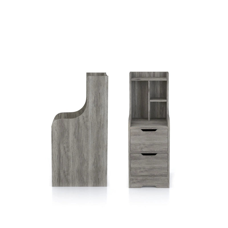 Mesa de noche contemporánea con 2 cajones y estante