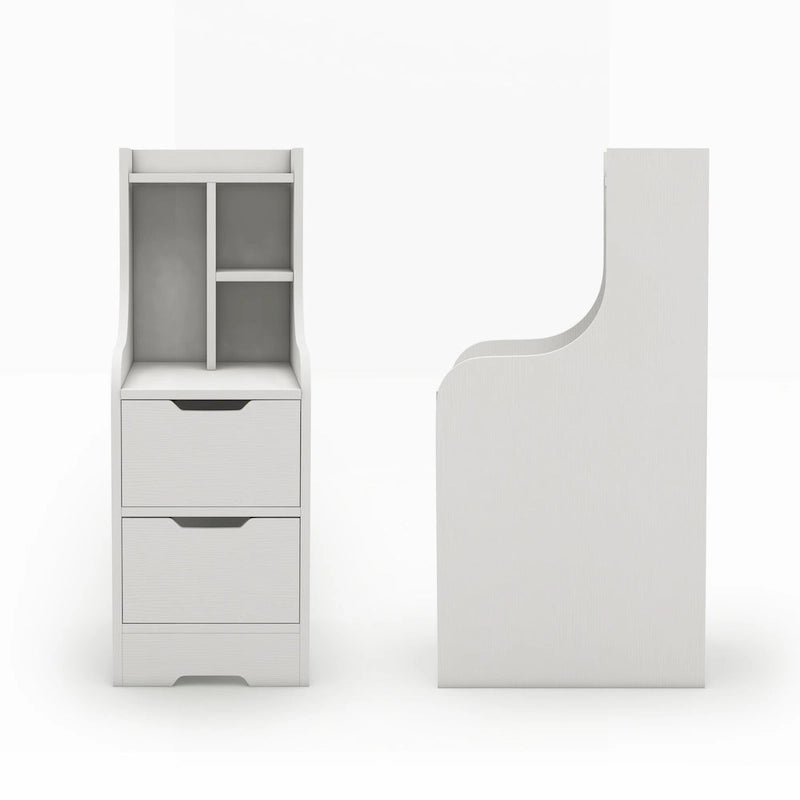 Mesa de noche contemporánea con 2 cajones y estante
