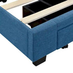 Cama de almacenamiento tamaño Queen, tapizada en lino con plataforma y 3 cajones