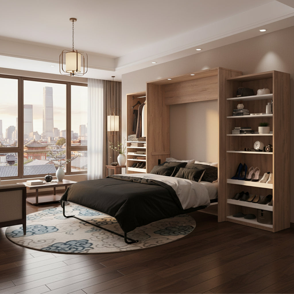 Cielo 125W Queen Murphy Bed with 2 Shelving Units by Bestar
