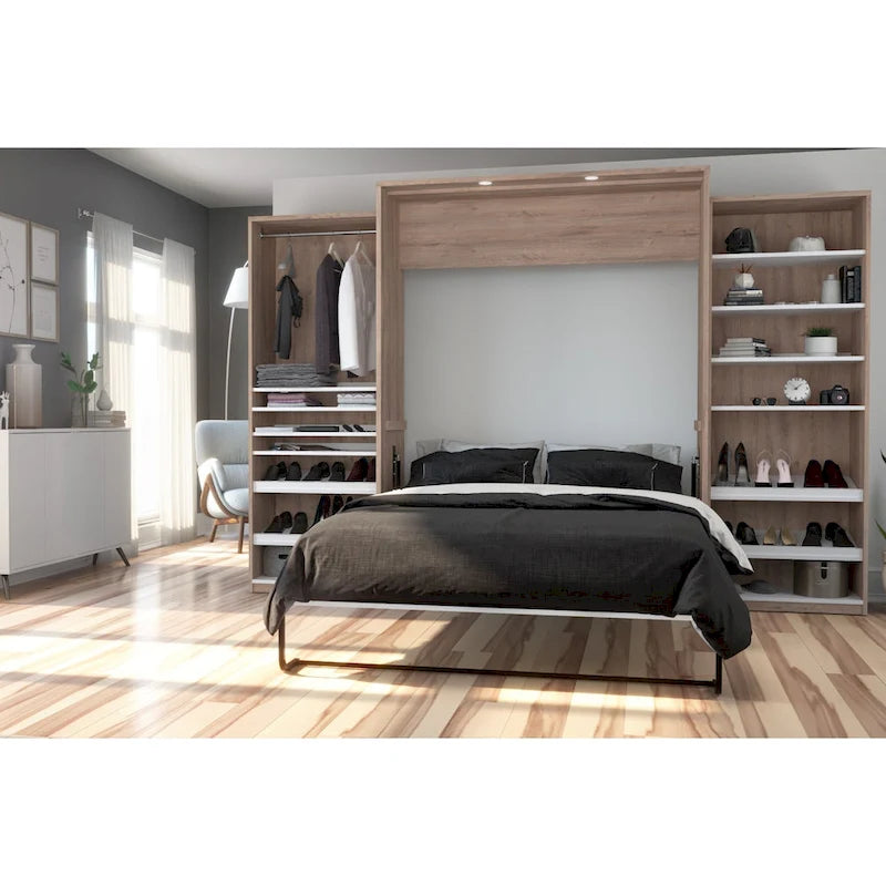 Cama abatible Queen con 2 estanterías