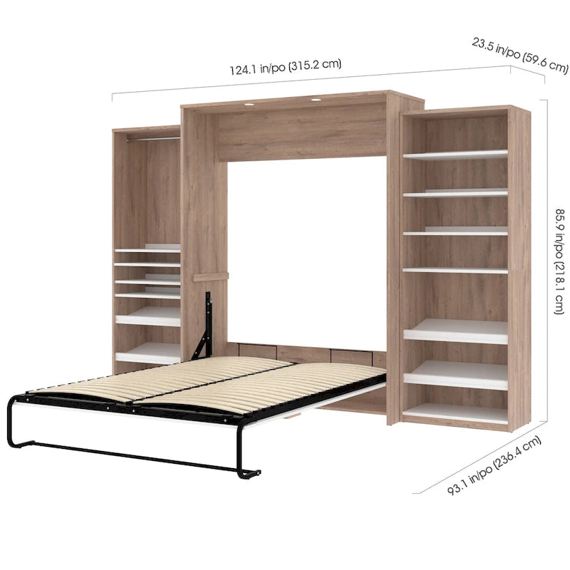 Cama abatible Queen con 2 estanterías