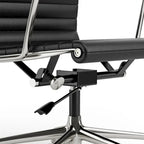 Silla de oficina ergonómica de cuero genuino de respaldo bajo con nervaduras - N/A