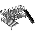 Litera en forma de L de tamaño doble con tobogán y escalera, Negro