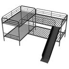 Litera en forma de L de tamaño doble con tobogán y escalera, Negro