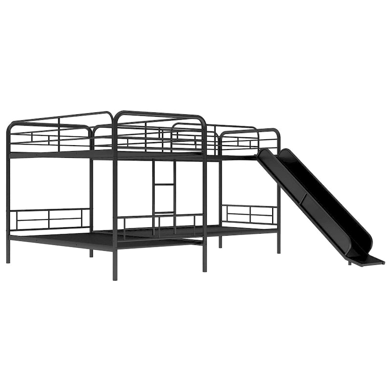 Litera en forma de L de tamaño doble con tobogán y escalera, Negro