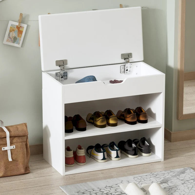 Banco zapatero 24W con cojín de esponja, asiento para sala de estar, mueble para zapatos