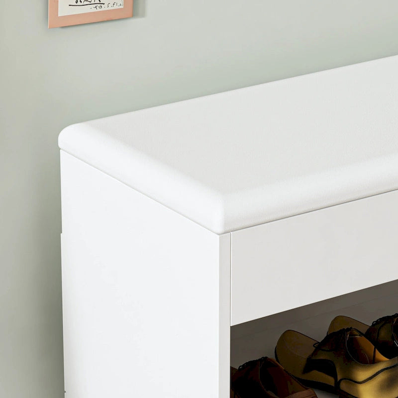 Banco zapatero 24W con cojín de esponja, asiento para sala de estar, mueble para zapatos