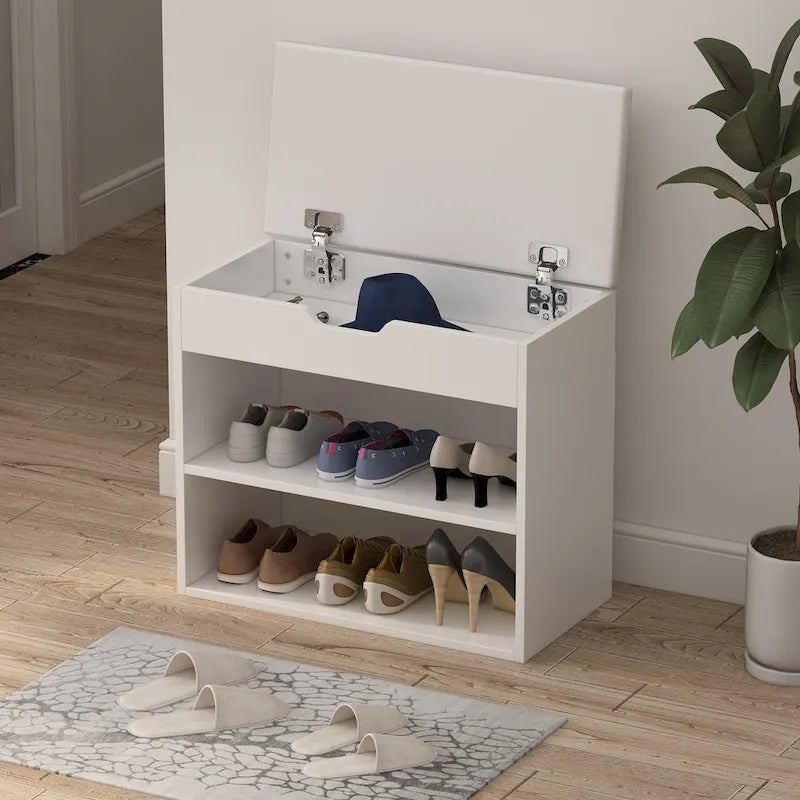Banco zapatero 24W con cojín de esponja, asiento para sala de estar, mueble para zapatos