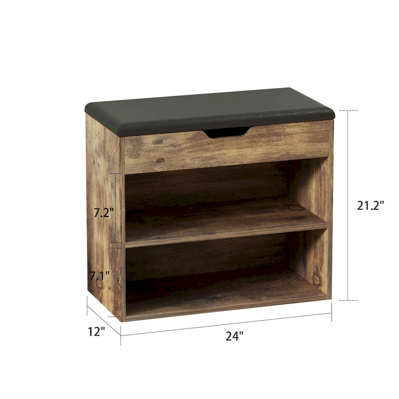 Banco zapatero 24W con cojín de esponja, asiento para sala de estar, mueble para zapatos