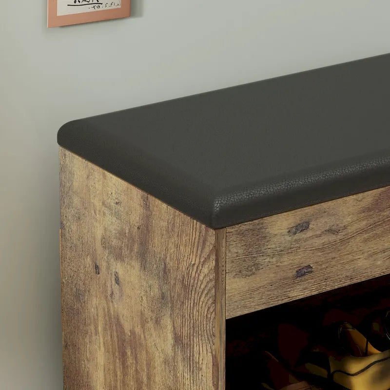 Banco zapatero 24W con cojín de esponja, asiento para sala de estar, mueble para zapatos