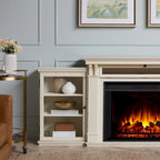 Mueble de TV con chimenea eléctrica en blanco desgastado