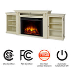 Mueble de TV con chimenea eléctrica en blanco desgastado
