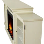 Mueble de TV con chimenea eléctrica en blanco desgastado