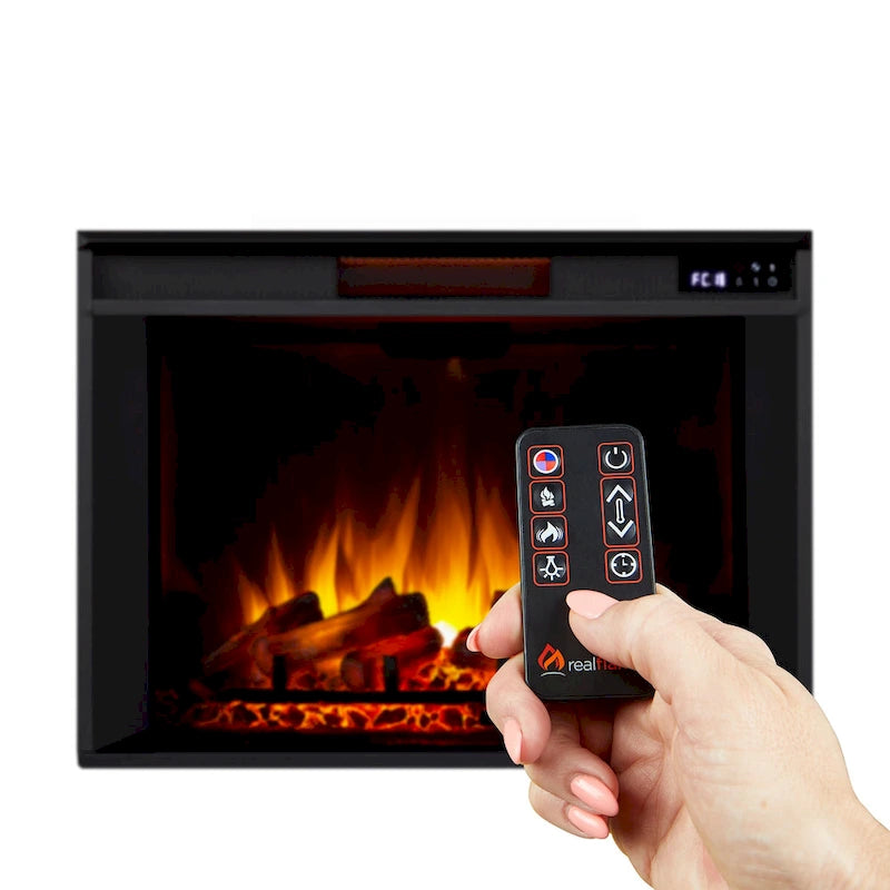 Mueble de TV con chimenea eléctrica en blanco desgastado