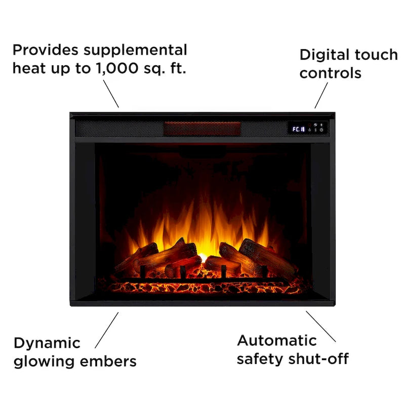 Mueble de TV con chimenea eléctrica en blanco desgastado