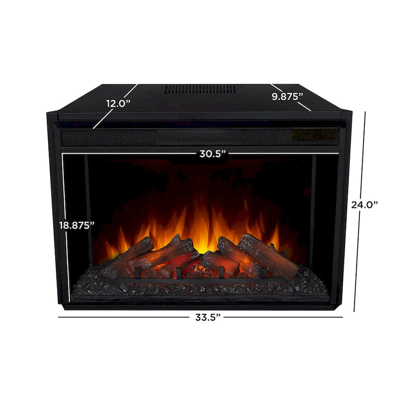 Mueble de TV con chimenea eléctrica en blanco desgastado